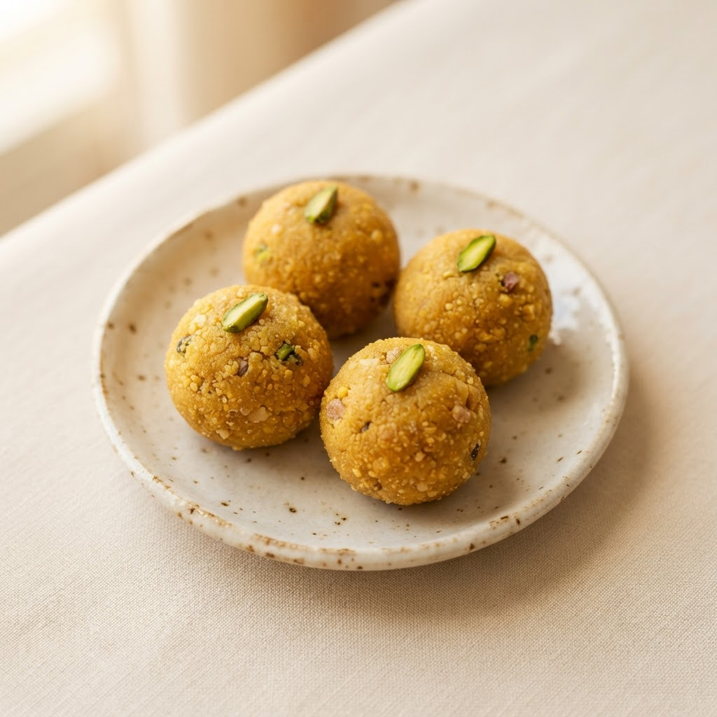 Besan Laddu at Chappan Bhog Sweets